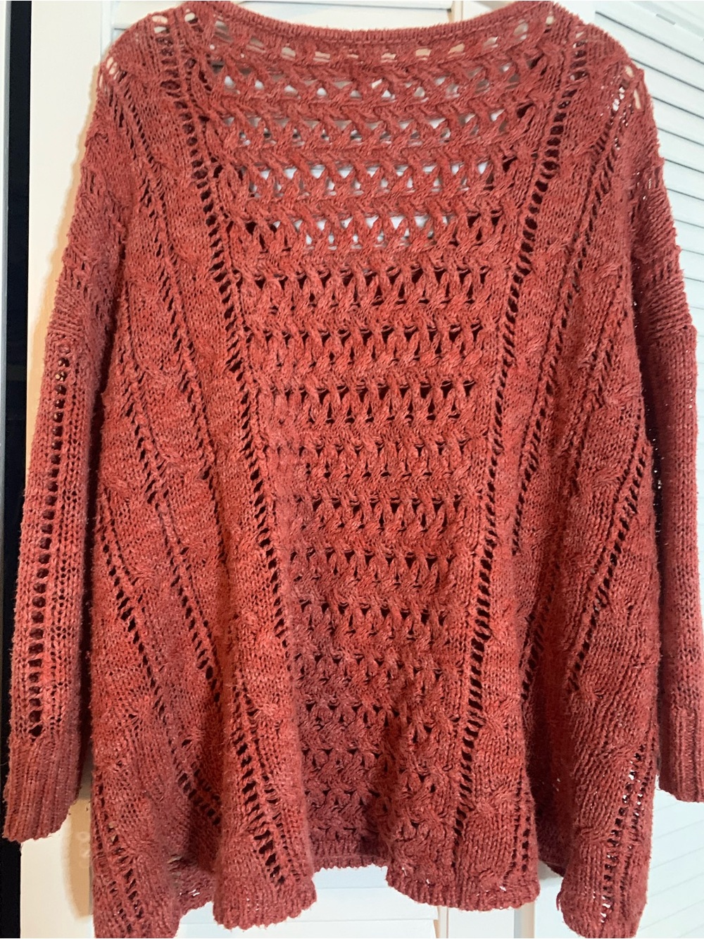 American Eagle Outfitters Open-Knit Rust Sweater Cardigan